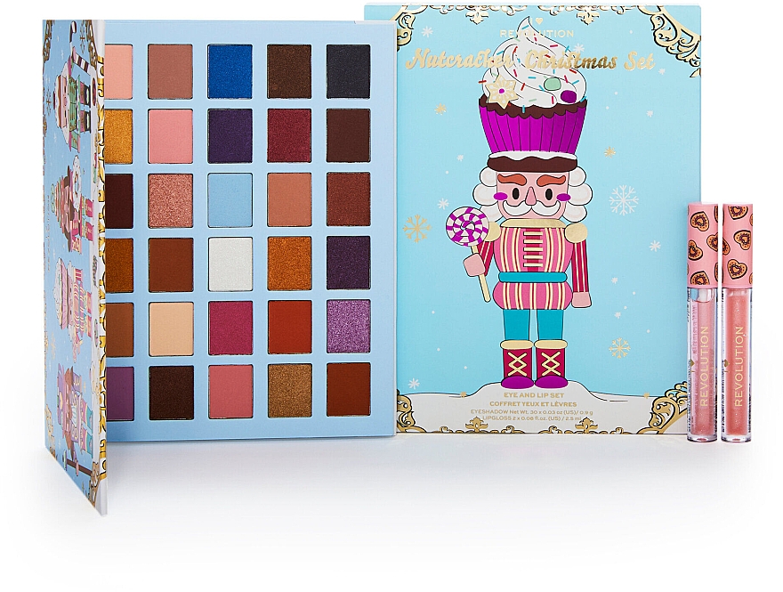 Zestaw - I Heart Revolution Christmas Nutcracker Makeup Gift Set (shadow palette/30x0.9g + lip gloss/2x2.5ml) — Zdjęcie N4