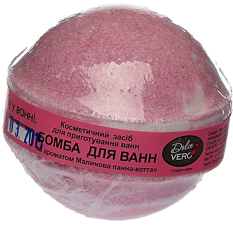 Musująca kula do kąpieli Malinowa panna cotta - Aqua Cosmetics Dolce Vero — Zdjęcie N1