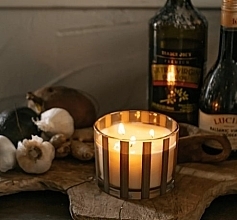 Świeca zapachowa w szkle, 3 knoty - Paddywax Al Fresco Striped Glass Candle Cotton & Teak — Zdjęcie N2