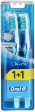 Kup Zestaw szczoteczek do zębów (40 średnia twardość, miętowa + błękitna) - Oral-B 3D White 40 Medium 1+1