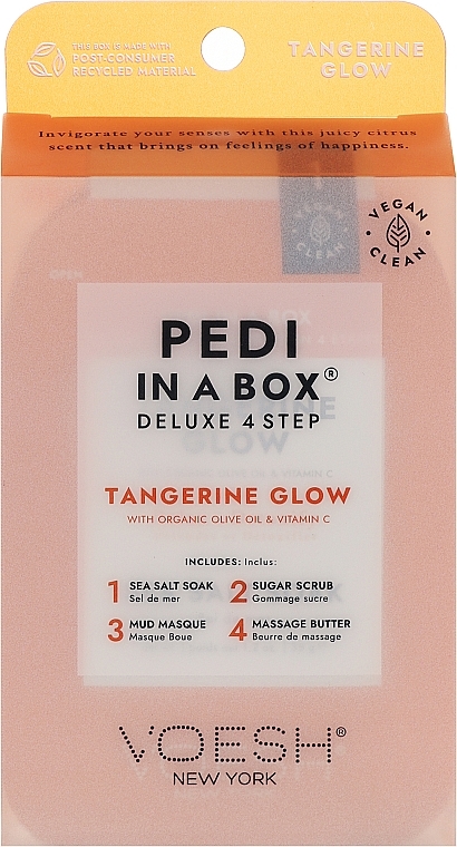 Zestaw do pedicure Mandarynka - Voesh Deluxe Pedicure Tangerine Twist Pedi In A Box 4 in 1 — Zdjęcie N1