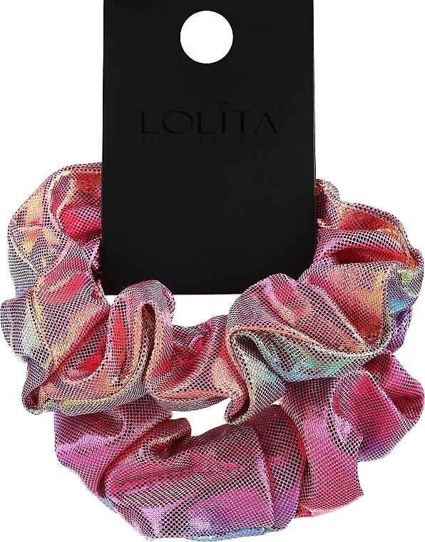 Gumki do włosów, odblaskowe, wielokolorowa i różowa, 2 szt. - Lolita Accessories Holo — Zdjęcie N1