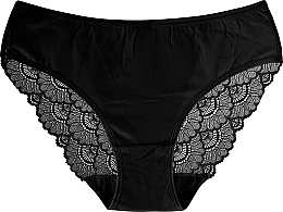 Bawełniane damskie majtki bikini z koronką, czarne - Moraj — Zdjęcie N1
