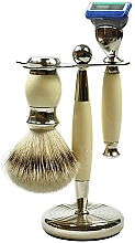 Kup Zestaw do golenia - Golddachs Silver Tip Badger, Fusion Polymer Ivory Chrom (sh/brush + razor + stand)