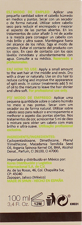 Rewitalizujący olejek do włosów z olejem makadamia - Kosswell Professional Macadamia Oil — Zdjęcie N3