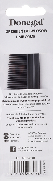 Grzebień do włosów 9818, 12,3 cm - Donegal — Zdjęcie N3