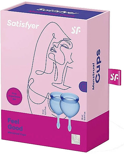 Zestaw kubeczków menstruacyjnych, niebieski - Satisfyer Feel Good Menstrual Cup Dark Blue — Zdjęcie N2