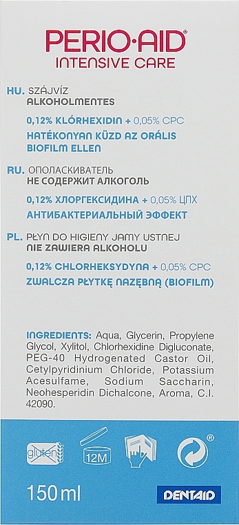 PRZECENA! Biglukonian chlorheksydyny 0,12% - Dentaid Perio-Aid Intensive Care * — Zdjęcie N3