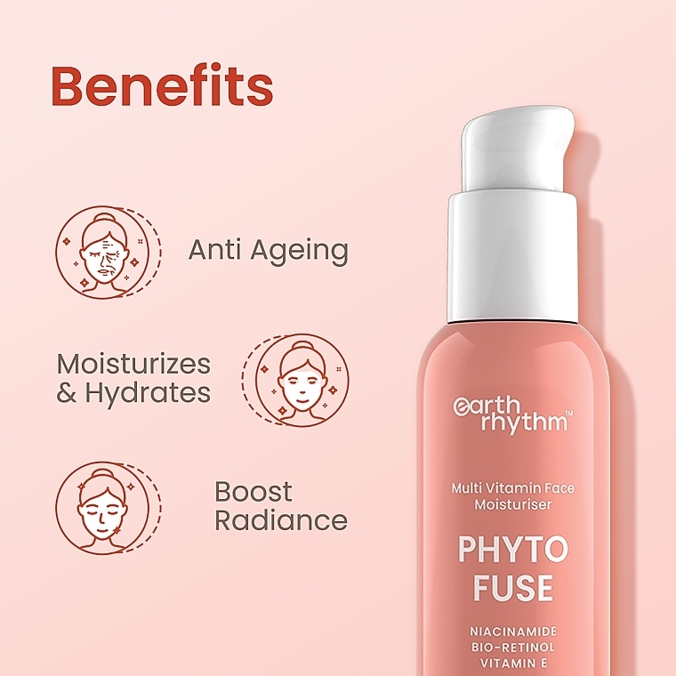 Multiwitaminowy krem do twarzy - Earth Rhythm Phyto Fuse Multivitamin Moisturiser 3% Niacinamide 2% Bio Retinol 1% Vitamin E — Zdjęcie N3