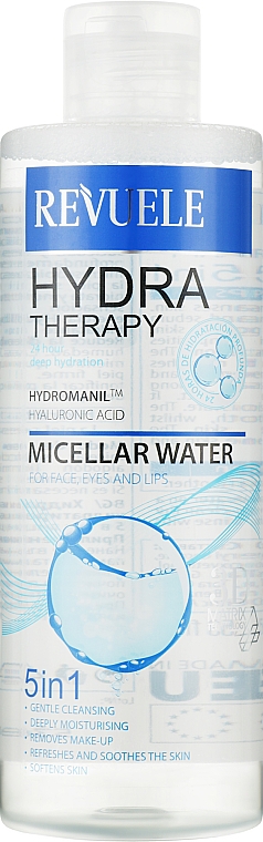 Woda micelarna z kwasem hialuronowym - Revuele Hydra Therapy 5 In 1 Intense Moisturising Micellar Water — Zdjęcie N1