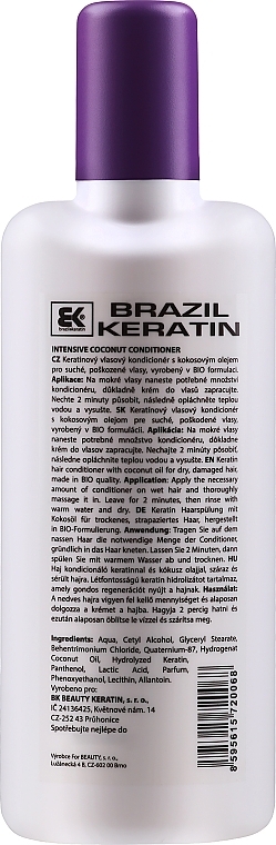 PRZECENA! Kokosowa odżywka nawilżająca do włosów suchych - Brazil Keratin Intensive Coconut Conditioner * — Zdjęcie N2