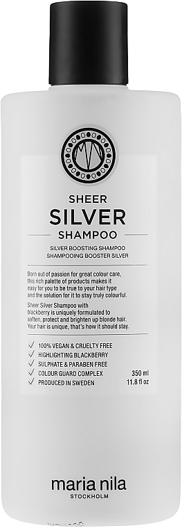 PRZECENA! Srebrny szampon do włosów blond neutralizujący żółte refleksy - Maria Nila Sheer Silver Shampoo * — Zdjęcie N1