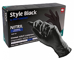Kup Jednorazowe rękawiczki nitrylowe, czarne, rozmiar L, 100 szt. - Med-Comfort Style Black