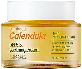 Łagodzący krem z nagietka do twarzy do skóry wrażliwej - Missha Su:Nhada Calendula pH 5.5 Soothing Cream — Zdjęcie N1