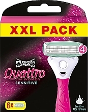 Wymienne wkłady do golenia, 6 sztuk - Wilkinson Sword Quattro for Women Sensitive — Zdjęcie N1