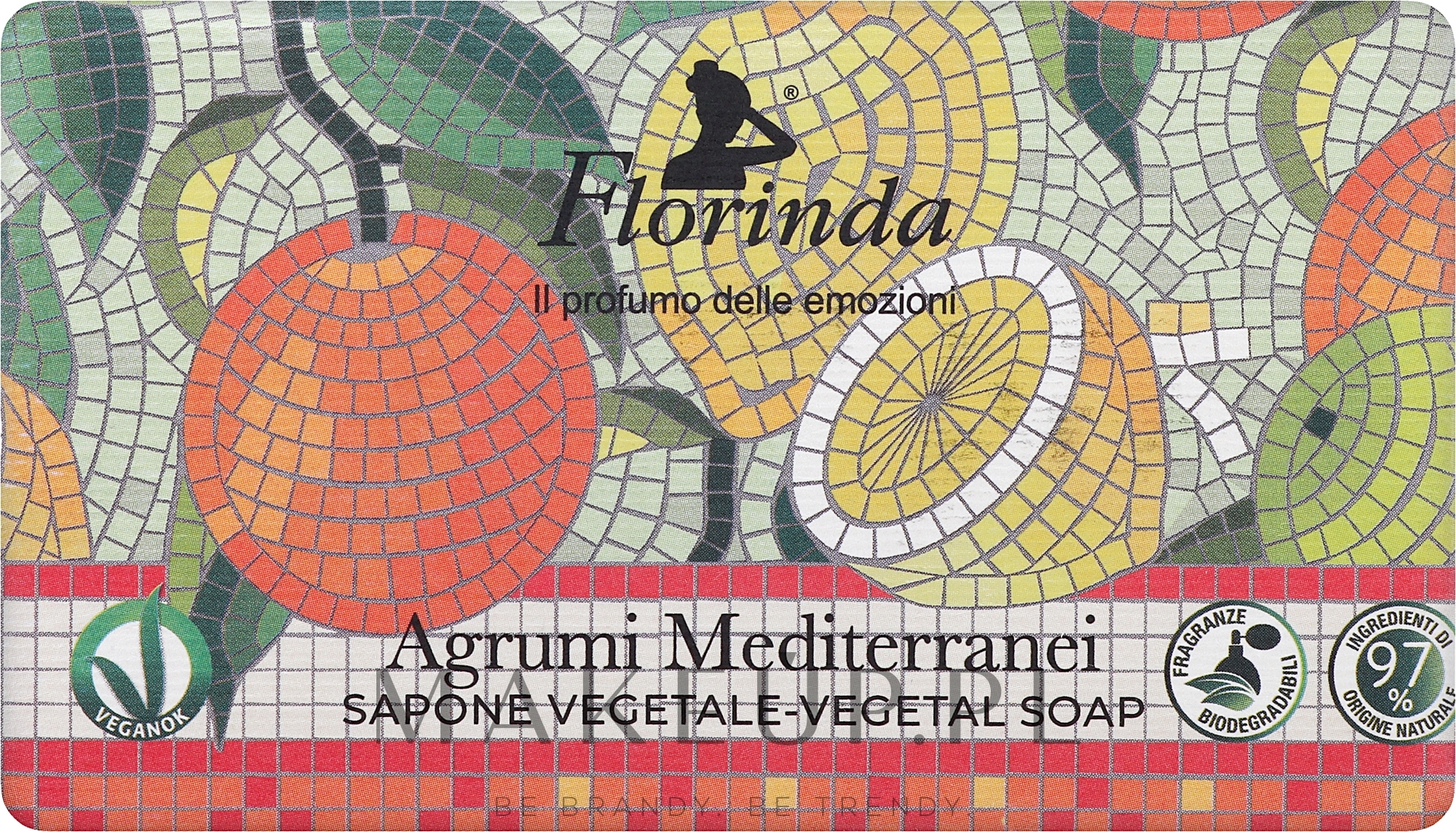 Mydło toaletowe Śródziemnomorskie cytrusy - Florinda Mosaici Italiani Vegetal Soap  — Zdjęcie 200 g