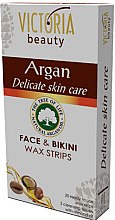 Kup Paski z woskiem do depilacji twarzy i strefy bikini z olejem arganowym - Victoria Beauty Delicate Skin Care Face & Bikini Waxing Strips Argan
