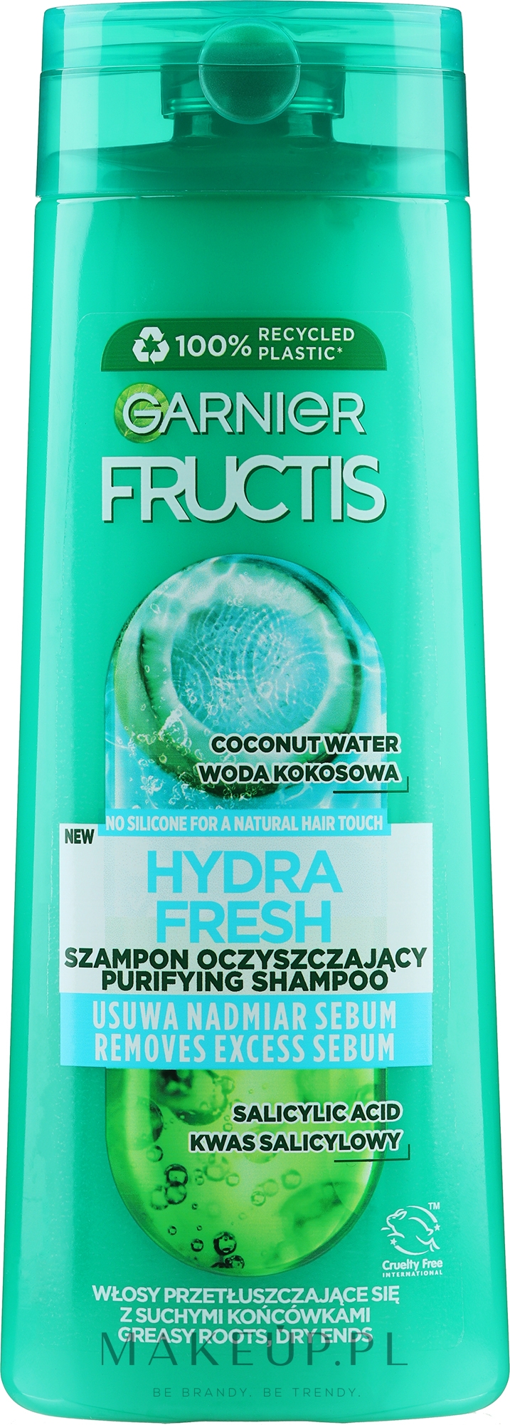 Wzmacniający szampon do włosów przetłuszczających się z suchymi końcówkami - Garnier Fructis Hydra Fresh Shampoo — Zdjęcie 400 ml