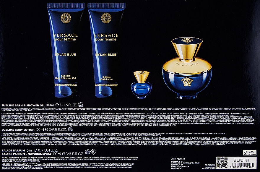 Versace Pour Femme Dylan Blue - Zestaw (edp 100 ml + edp/mini 5 ml + sh/g 100 ml + b/lot 100 ml) — Zdjęcie N3