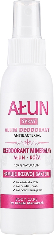 Antybakteryjny dezodorant w sprayu Ałun i hydrolat róży damasceńskiej - Beaute Marrakech Alum & Rosa Damascena Water