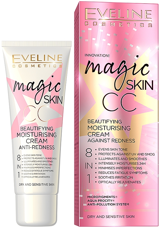 Upiększający krem nawilżający na zaczerwienienia - Eveline Cosmetics Magic Skin CC 