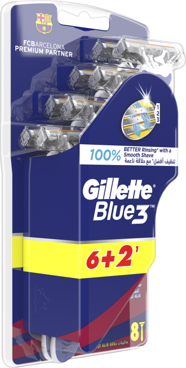 Jednorazowe maszynki do golenia, 6 + 2 szt. - Gillette Blue 3 FC Barcelona — фото N3