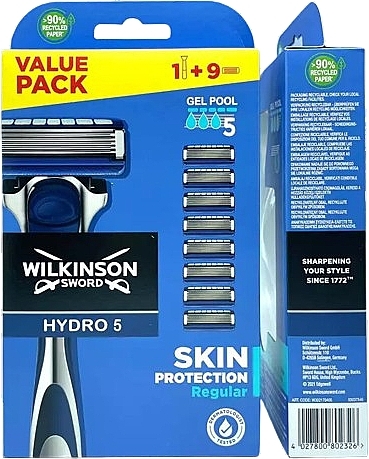 Maszynka do golenia + 9 wymiennych ostrzy - Wilkinson Sword Hydro 5 Skin Protection — Zdjęcie N2