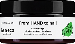 Kup Silnie ochraniające serum do rąk i paznokci z olejem z orzecha laskowego i biofermentem z bambusa - Hello Eco