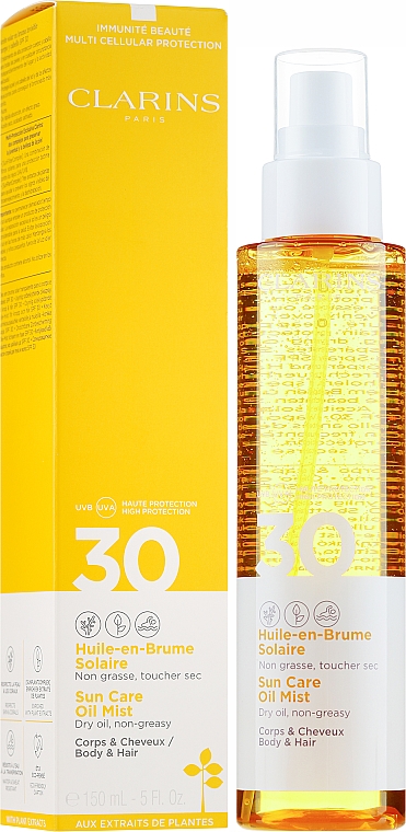 Przeciwsłoneczny suchy olejek w mgiełce do ciała i włosów SPF 30 - Clarins Sun Care Oil Mist