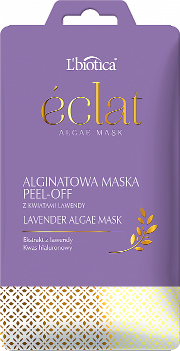 Alginatowa maska peel-off z kwiatami lawendy i kwasem hialuronowym - L'biotica Eclat