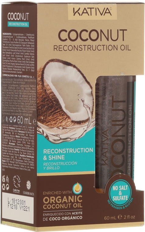 Rewitalizujący olejek do włosów - Kativa Coconut Reconstruction Oil — Zdjęcie N1
