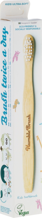 Miękka bambusowa szczoteczka do zębów dla dzieci, biała - The Humble Co.