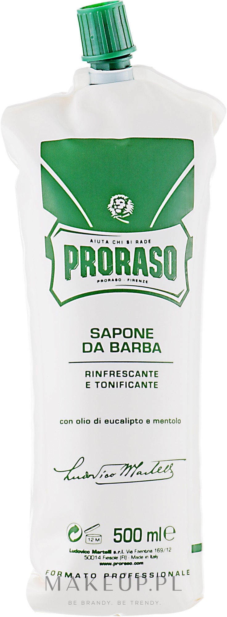 PRZECENA! Krem do golenia Eukaliptus i mentol - Proraso Green Shaving Cream * — Zdjęcie 500 ml