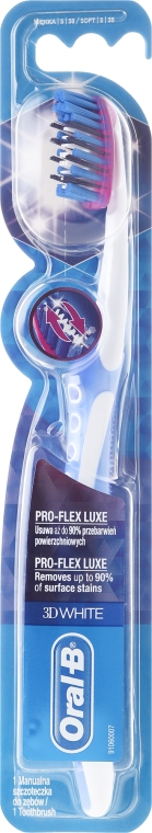 Miękka wybielająca szczoteczka do zębów, niebieska - Oral-B Proflex 3D White Luxe — Zdjęcie N1