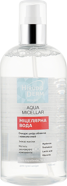 Kawiorowa woda micelarna z francuską wodą termalną - Hirudo Derm Extra Dry Aqua Micellar