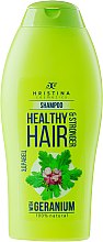 Kup Naturalny szampon wzmacniający do włosów Geranium - Hristina Cosmetics Healthy Hair & Stronger With Geranium Shampoo