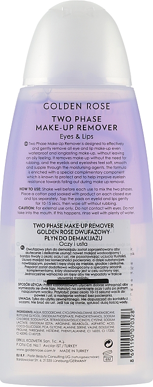 Dwufazowy płyn do demakijażu - Golden Rose Two Phase Make-up Remover — Zdjęcie N2