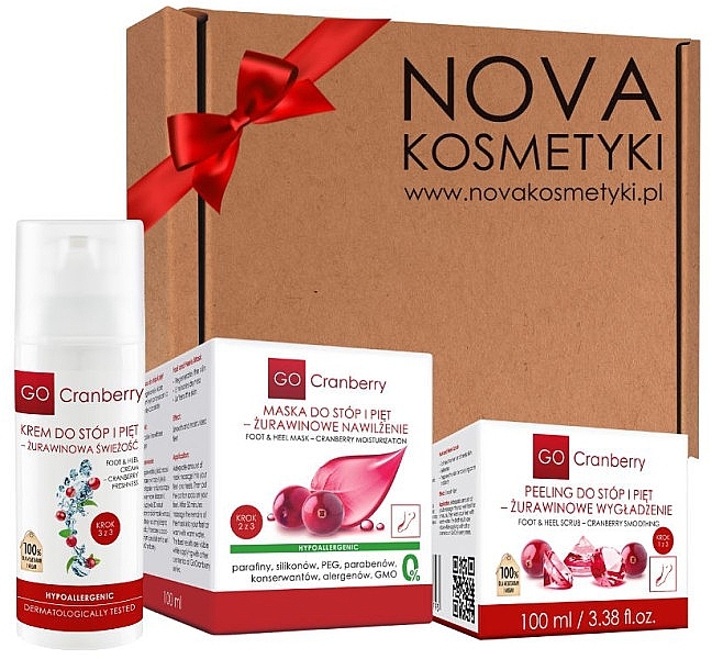 Zestaw - GoCranberry SPA For Feet Set (f/cr/50ml + f/scrub/100ml + f/mask/100ml) — Zdjęcie N1