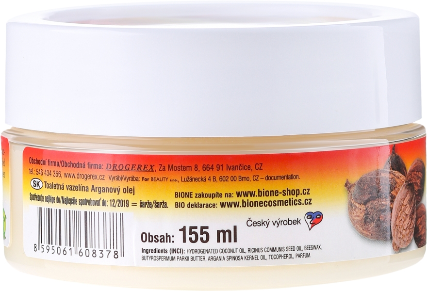 Kosmetyczna wazelina z olejem arganowym i masłem shea - Bione Cosmetics Argan Oil Vaseline — Zdjęcie N2