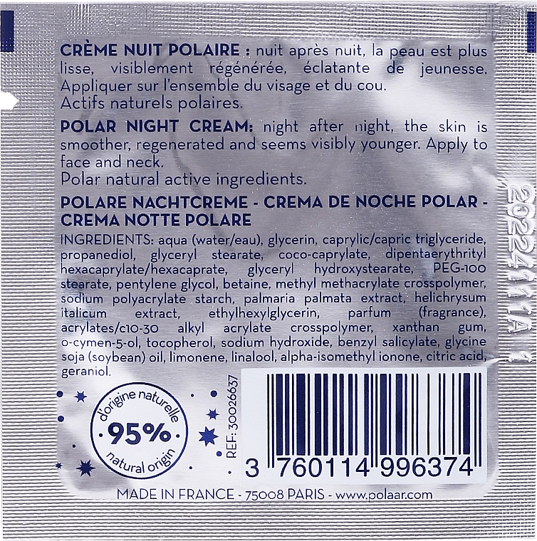 Rewitalizujący krem do twarzy na noc - Polaar Nuit Polaire Night Cream (próbka) — Zdjęcie N2