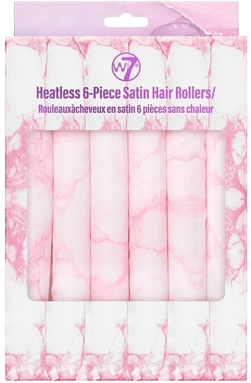 Miękkie satynowe lokówki do kręcenia włosów na zimno, 6 szt. - W7 Heatless 6 Piece Satin Hair Rollers — Zdjęcie N1
