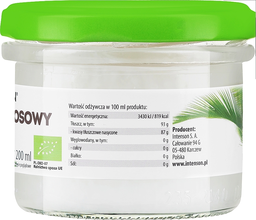 Nierafinowany olej kokosowy - Intenson Virgin Coconut Oil — Zdjęcie N2