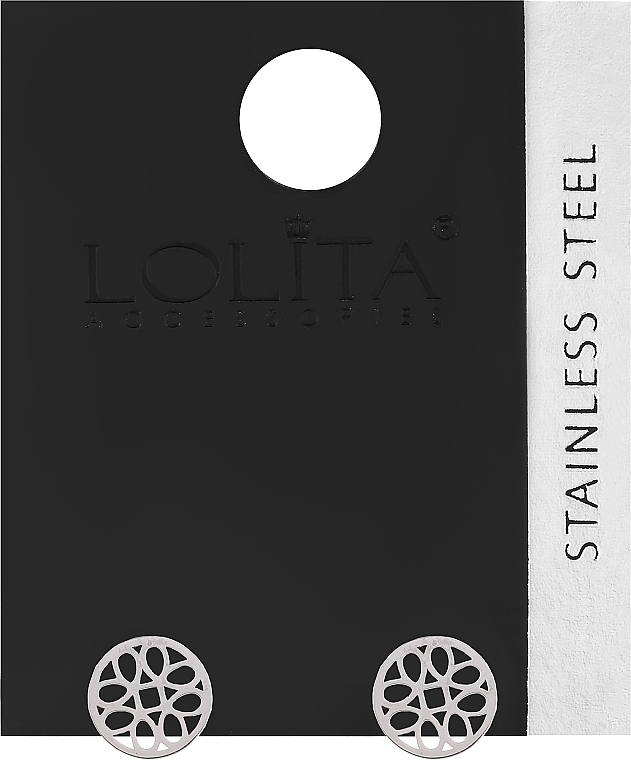 Kolczyki damskie, kółko z ażurowymi wzorami, srebrne - Lolita Accessories — Zdjęcie N1