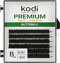 Sztuczne rzęsy Butterfly Green B 0.15 (6 rzędów: 6/7/8/9) - Kodi Professional — Zdjęcie N1