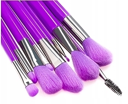 Zestaw neonowo-fioletowych pędzli do makijażu, 10 szt. - Beauty Design  — Zdjęcie N4