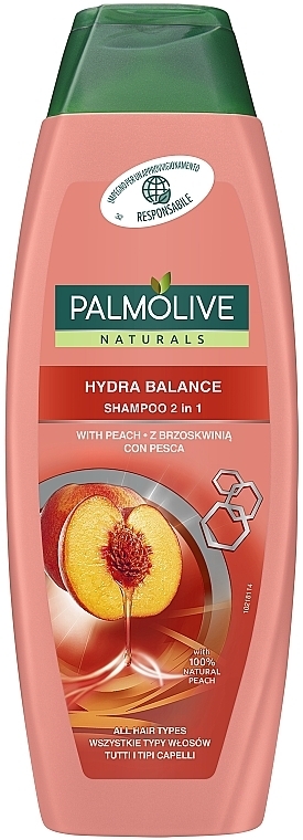 Szampon i odżywka 2 w 1 Brzoskwinia i proteiny jedwabiu - Palmolive Naturals 2 in 1 Hydra Balance Shampoo — Zdjęcie N3