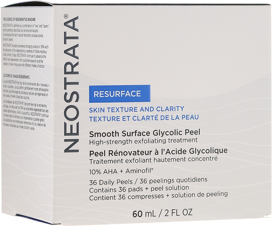 Peeling do codziennego stosowania z płatkami kosmetycznymi - NeoStrata Resurface Smooth Surface Daily Peel (peel 60 ml + 36 x pads) — Zdjęcie N1