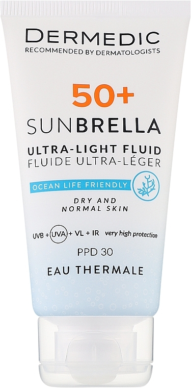 Ultralekki krem ochronny SPF 50+ do skóry suchej i normalnej - Dermedic 50+ Sunbrella Ultra-light Fluid — Zdjęcie N1