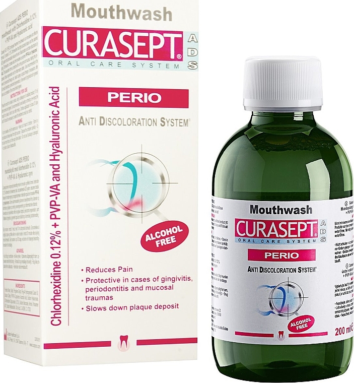 Płyn do płukania ust z 0,12% chlorheksydyną i kwasem hialuronowym - Curaprox Curasept ADS Perio — Zdjęcie N1