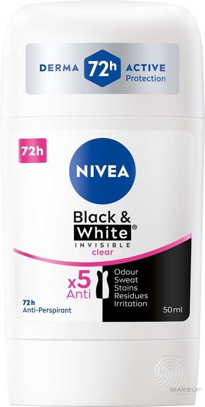 Antyperspirant w sztyfcie - NIVEA Black & White Invisible Clear — Zdjęcie 50 ml